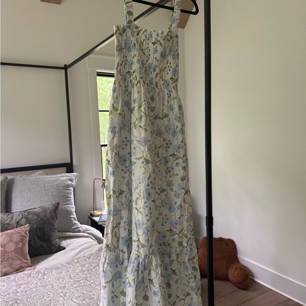 Floral Maxi Dress in Blue and Green